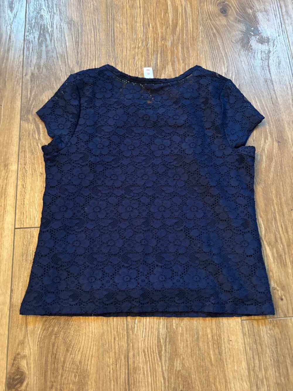 Justice Girls Navy Floral Lace Short Sleeve Top size 12